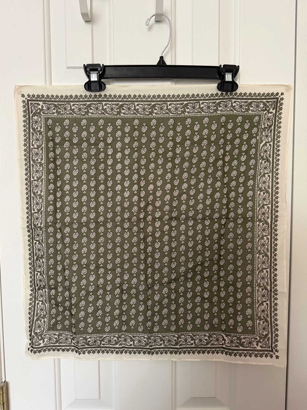 Madewell Olive Green and Cream Paisley Silk Scarf